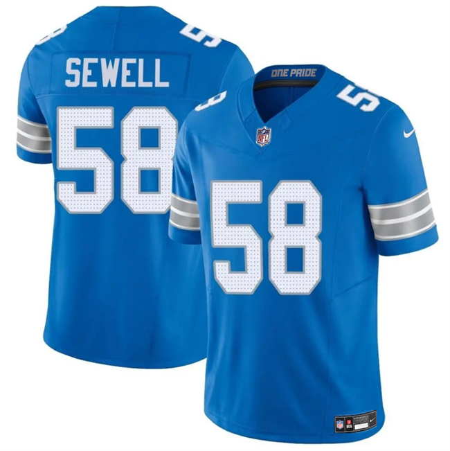 Women's Detroit Lions Active Player Custom Blue 2025 F.U.S.E. Vapor Limited Stitched Jersey(Run Small)
